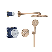 Душевая система скрытого монтажа GROHE Grohtherm SmartControl Rainshower SmartActive 310, брошенное золото, 34863DL0